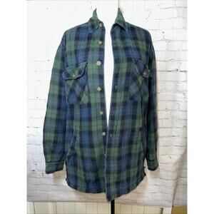 Vintage Saddlebred Men's Flannel Button-Up Jacket Sz M Thick Lined Tartan Plaid